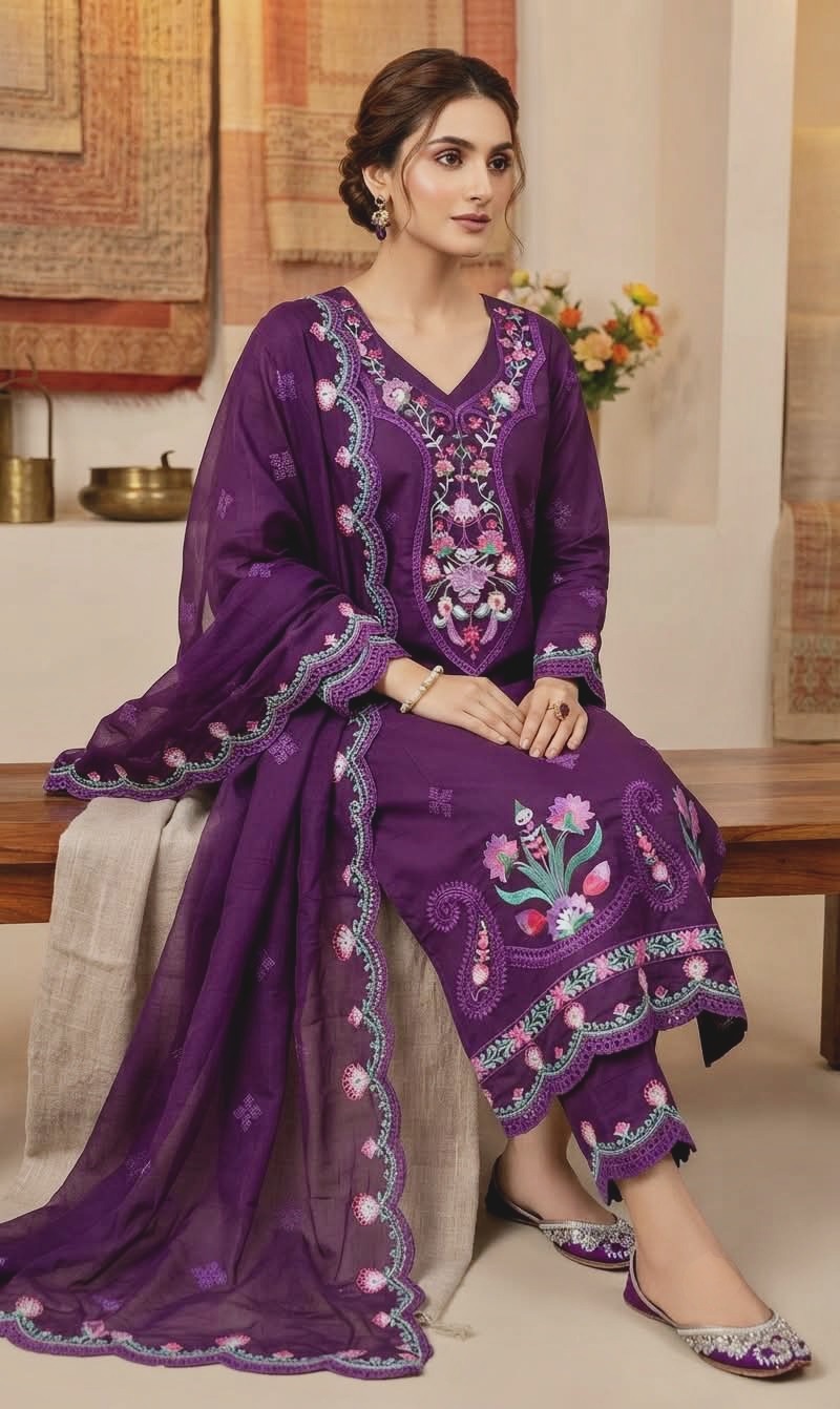 Embroidery Readymade Three Piece